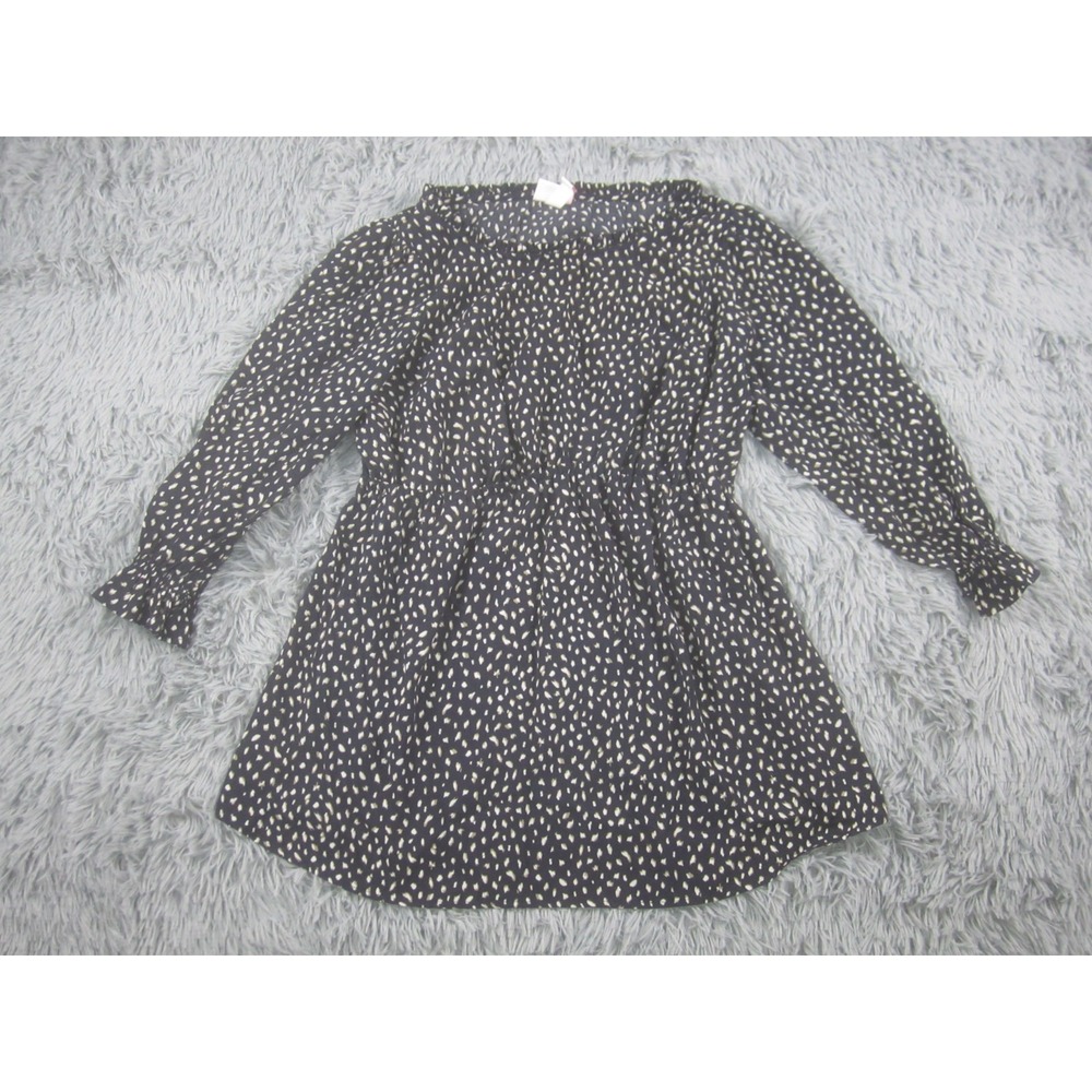 Isabel Maternity Mini Dress Womens Medium Black‎ White Spotted Shirred Waist